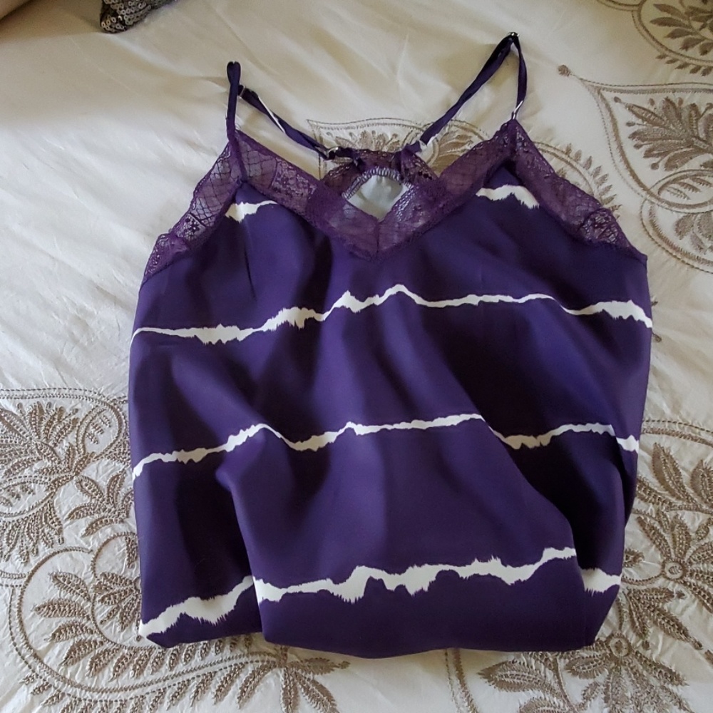 Purple and white satin tank / camisole